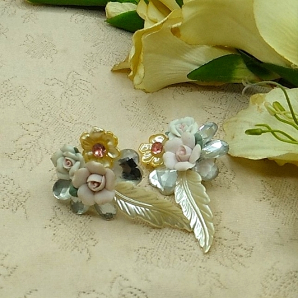 Vintage Pastal Floral Earrings